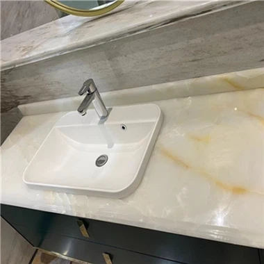 Banyo ve Ev İçin Beyaz Oniks Taş Tezgahı
